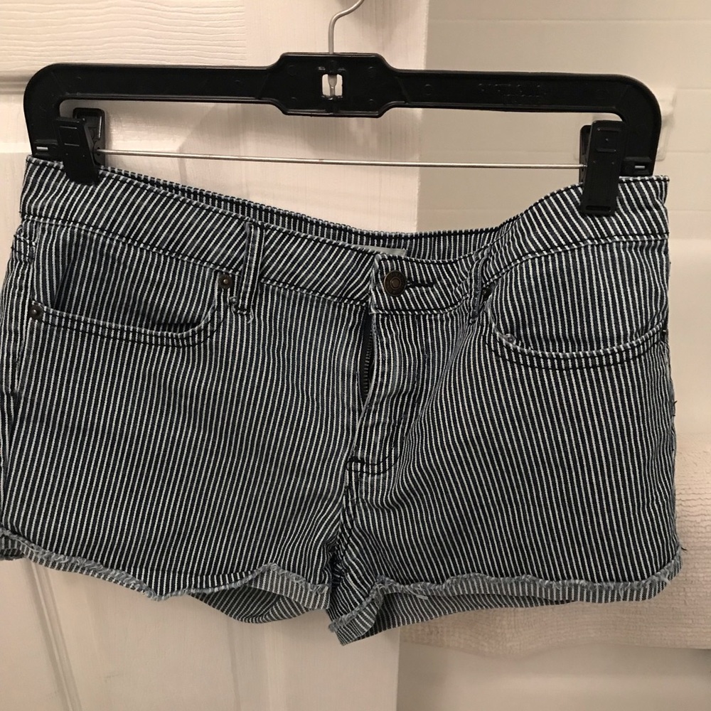 Forever 21 Blue Pinstripe Midi Shorts